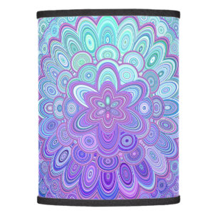 Mandala Flower in Light Blue and Purple Lamp Shade