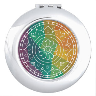 Mandala flower india rainbow boho chic design compact mirror
