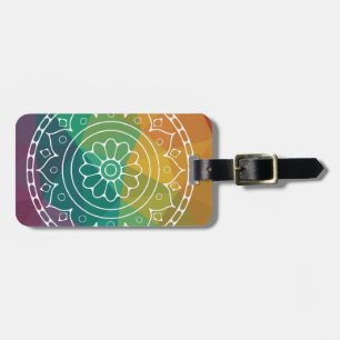 Mandala flower india rainbow boho chic luggage tag