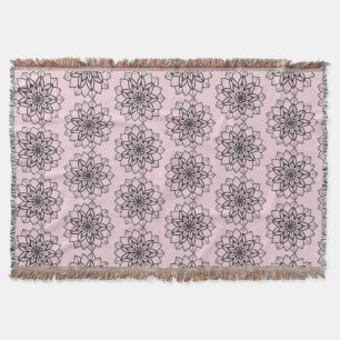 Mandala Flower Line Art Throw Blanket