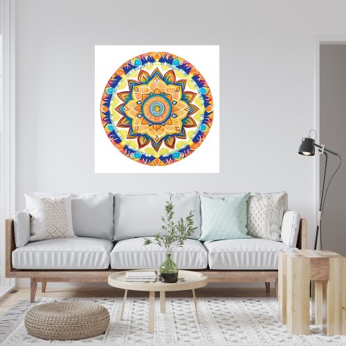 Mandala Flower Magic Blue Watercolor  Acrylic Print