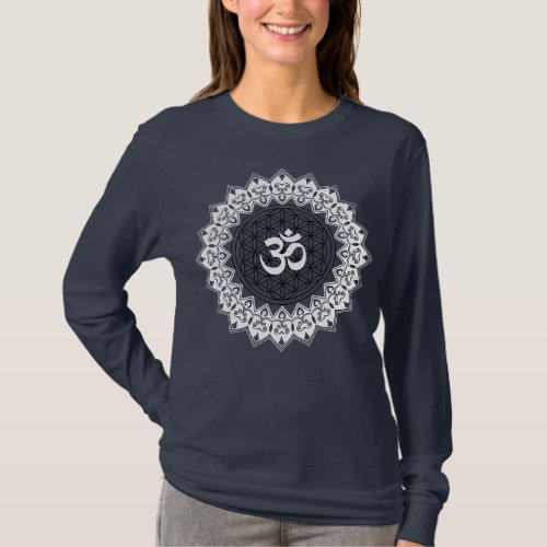 Mandala Flower of Life OM Womens Long Sleeve T_Shirt