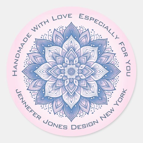 Mandala Flower Pastel Pink Blue Handmade Labels
