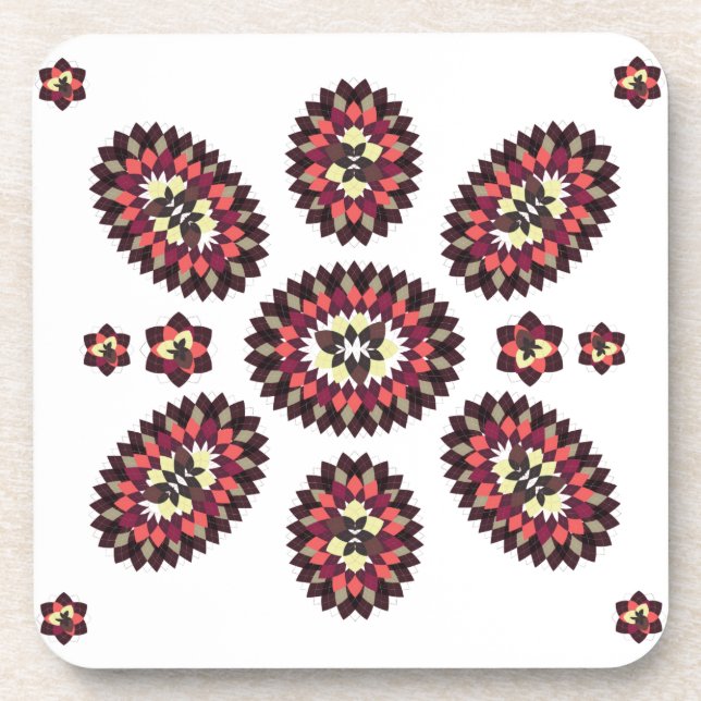 Mandala Flower Pattern Beverage Coaster (Front)