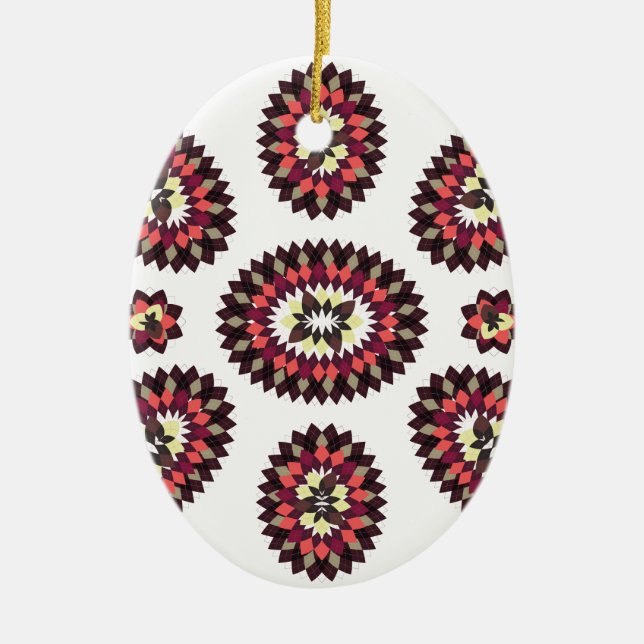 Mandala Flower Pattern Ceramic Ornament (Front)