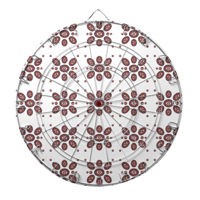 Mandala Flower Pattern Dartboard With Darts (Front)