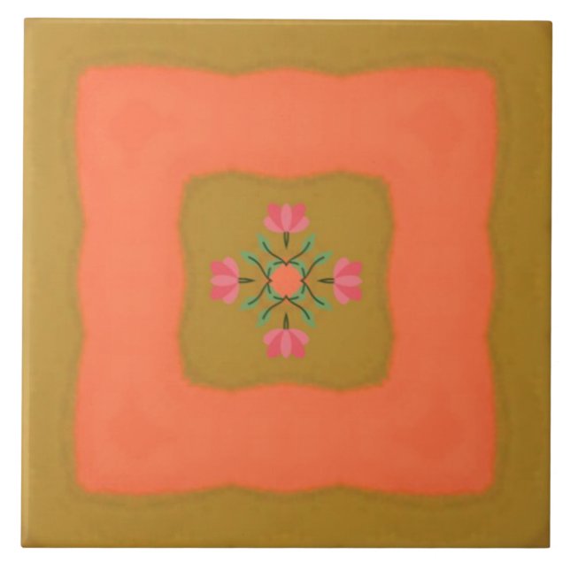 mandala flower pattern design ceramic tile (Front)