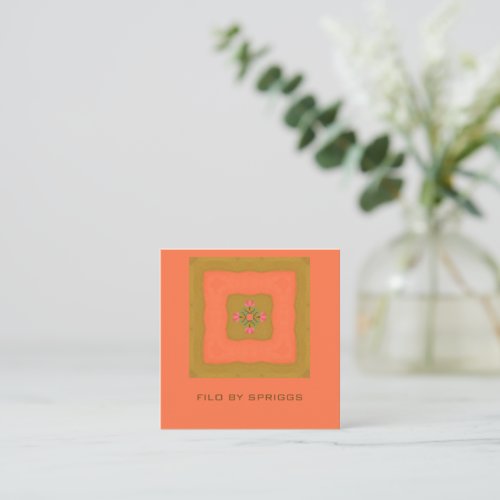 mandala flower pattern design square business card