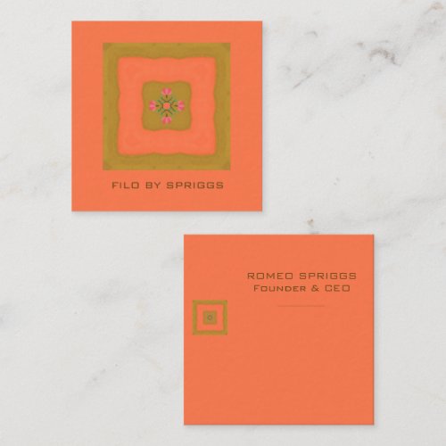 mandala flower pattern design square business card
