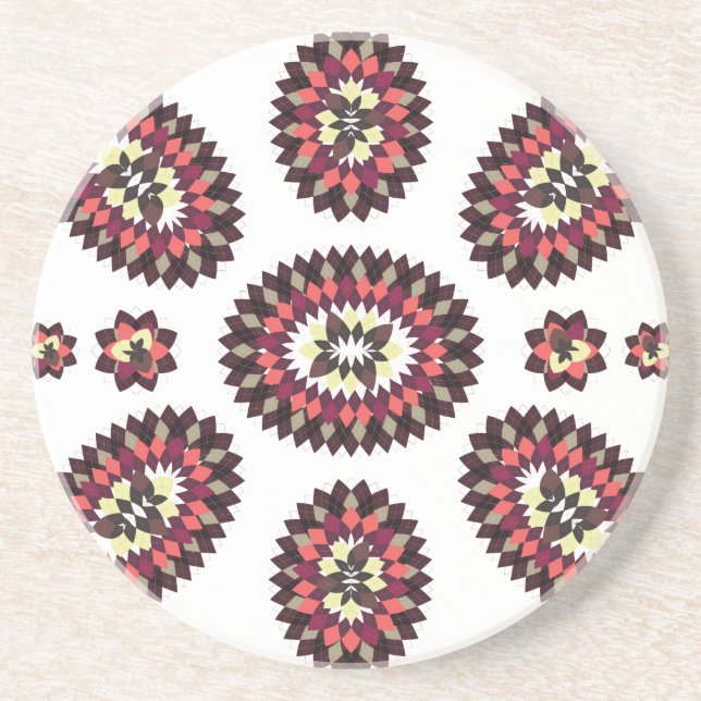 Mandala Flower Pattern Drink Coaster (Front)