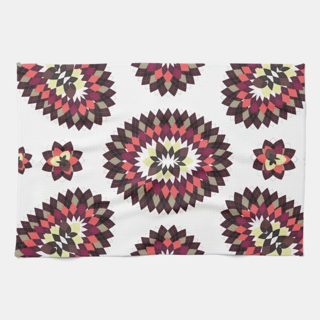 Mandala Flower Pattern Kitchen Towel (Horizontal)