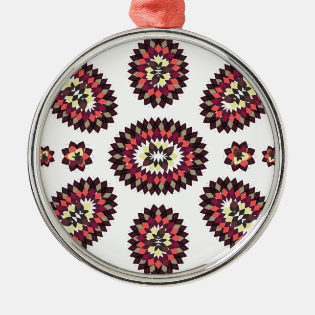 Mandala Flower Pattern Metal Ornament (Front)