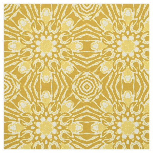 Mandala Flower Pattern - Mustard Gold and Yellow  Fabric