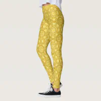 Mandala Print Middle-Waist Party Leggings - Glow In The Dark Store