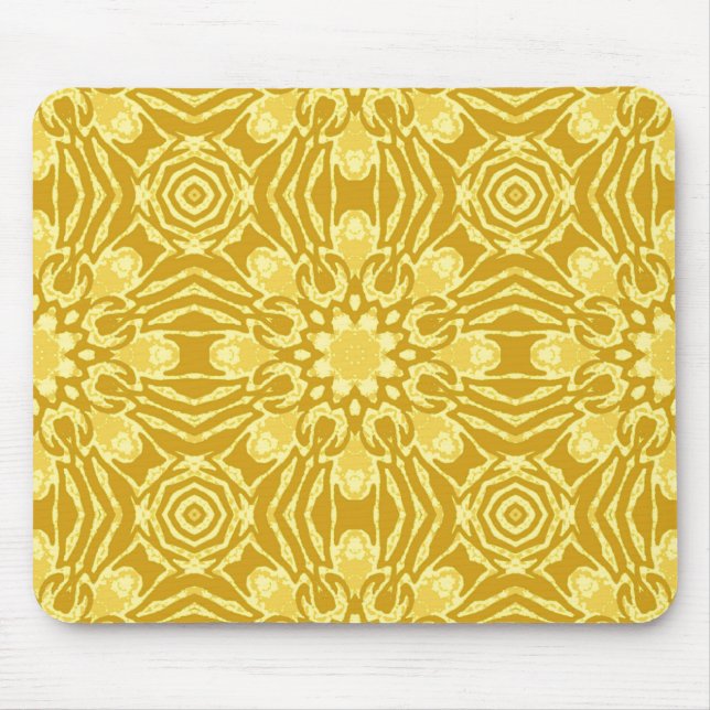 Mandala Flower Pattern - Mustard Gold and Yellow  Mouse Pad (Front)