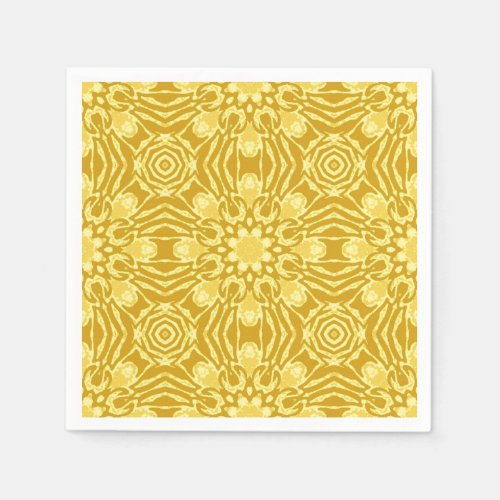 Mandala Flower Pattern _ Mustard Gold and Yellow  Napkins