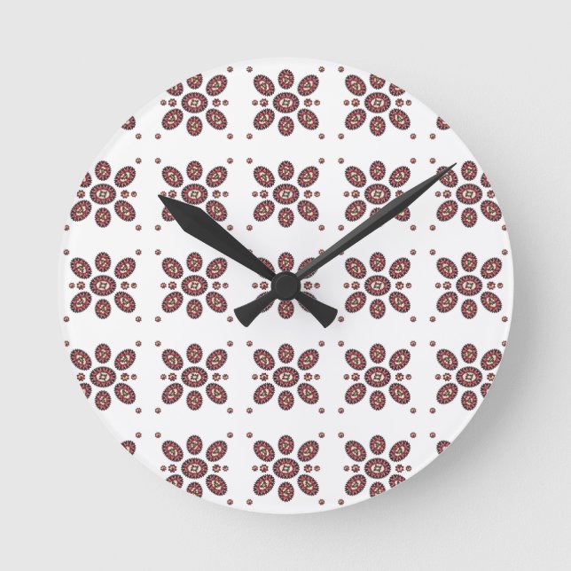 Mandala Flower Pattern Round Clock (Front)