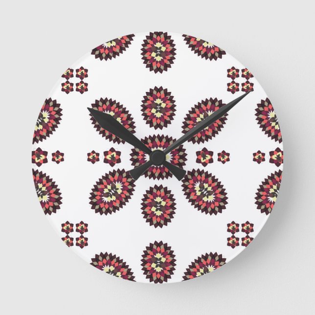Mandala Flower Pattern Round Clock (Front)