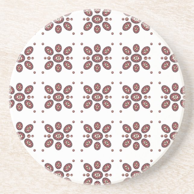 Mandala Flower Pattern Sandstone Coaster (Front)