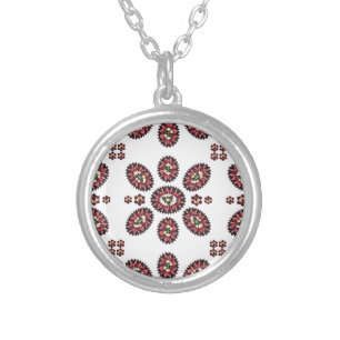 Mandala Flower Pattern Silver Plated Necklace
