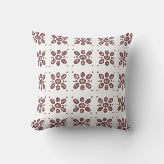 Mandala Flower Pattern Throw Pillow (Front)