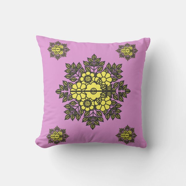 Mandala Flower Pattern Throw Pillow (Front)