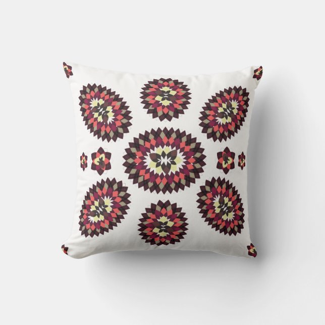 Mandala Flower Pattern Throw Pillow (Front)
