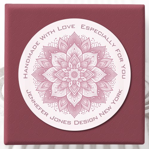 Mandala Flower Simple Girly Pink Handmade Labels