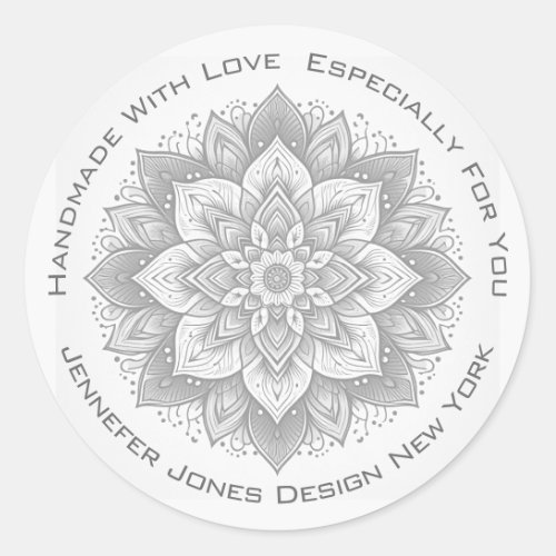 Mandala Flower Simple Gray Drawing Handmade Labels