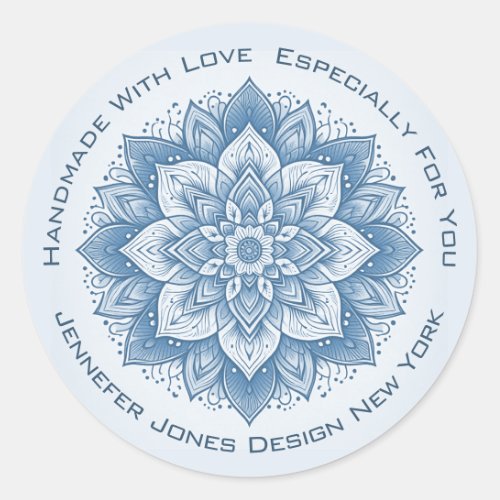 Mandala Flower Simple Pastel Blue Handmade Labels