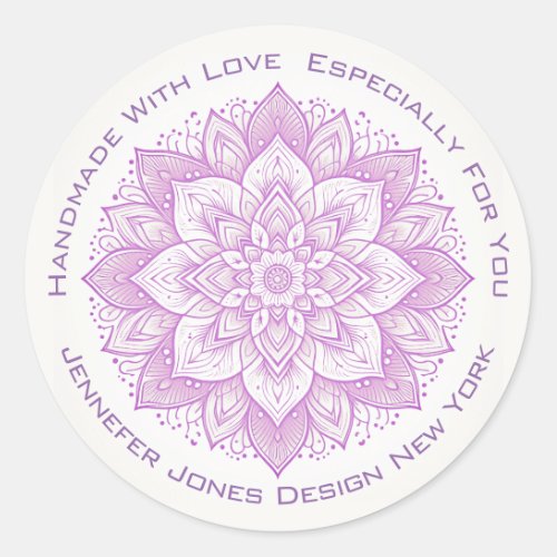 Mandala Flower Simple Pastel Lilac Handmade Labels