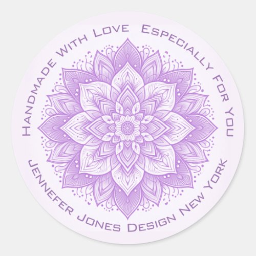 Mandala Flower Simple Pastel Lilac Handmade Labels