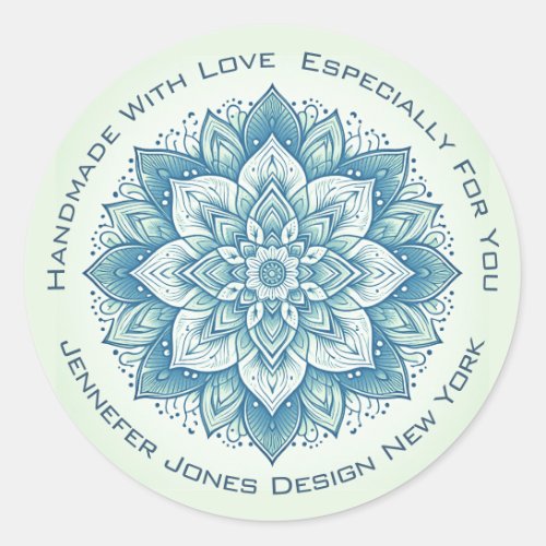 Mandala Flower Simple Pastel Teal Handmade Labels