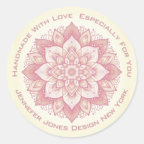 Mandala Flower Simple Vintage Pink Handmade Labels