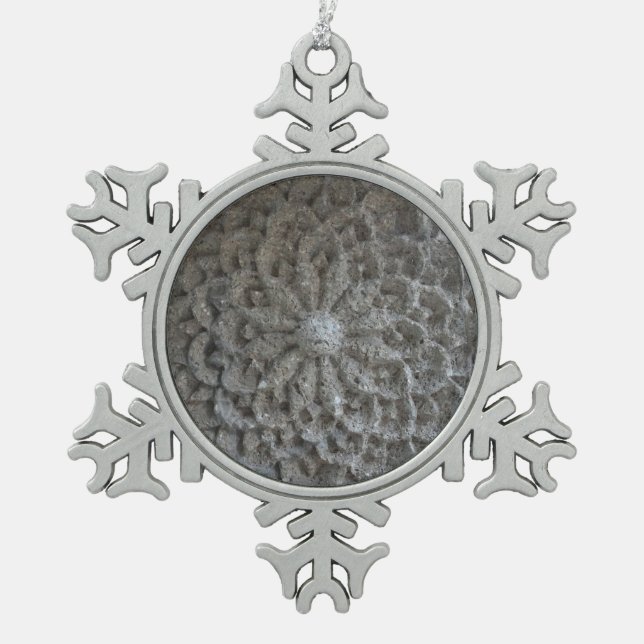 Mandala Flower Stone Pewter Snowflake Decoration (Front)