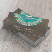 Mandala Flower Vintage Teal & Gold Spa Salon Business Card at Zazzle