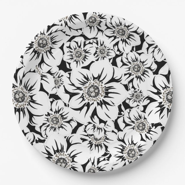 Mandala Flowers 6 Paper Plates (Front)