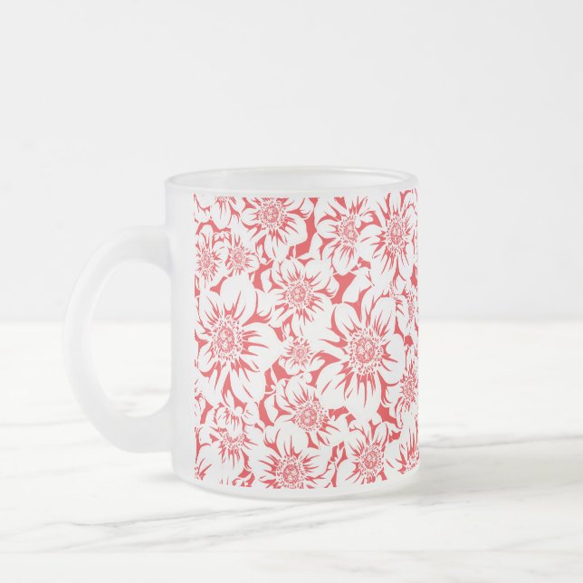 Mandala Flowers 8 Frosted Glass Coffee Mug (Left)
