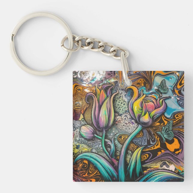Mandala Flowers Keychain (Front)