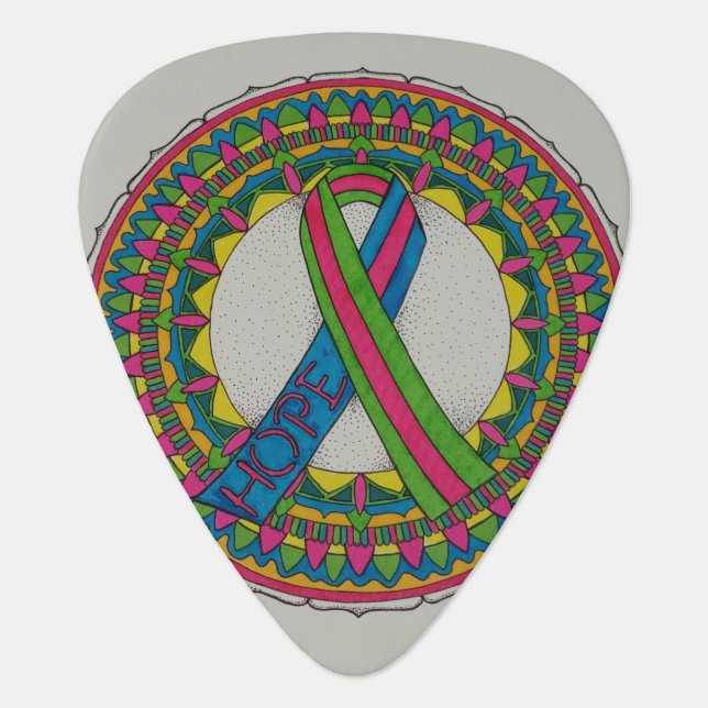 Mandala for Metastatic Breast Cancer Awareness Guitar Pick (Front)