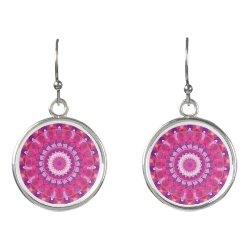Mandala Fractal Art With Pink Earrings