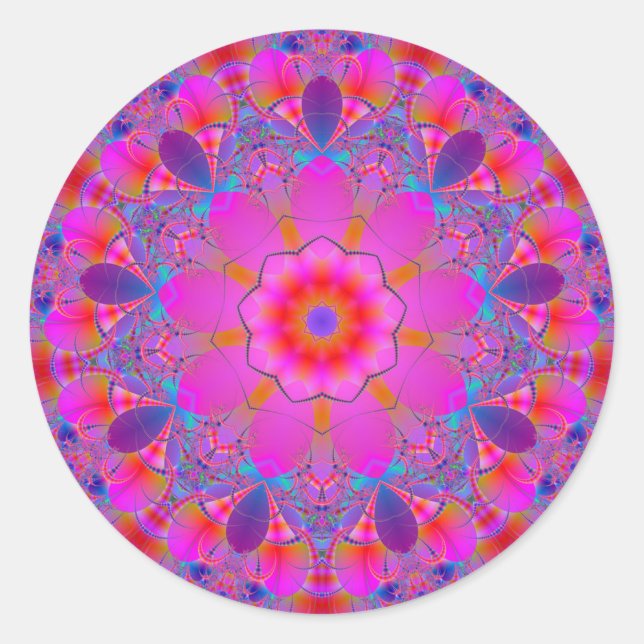 Mandala Fractal hot colors sticker (Front)