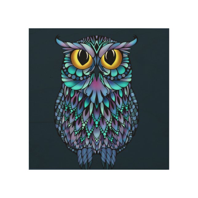 Mandala Fractal Owl Wall Art (Front)