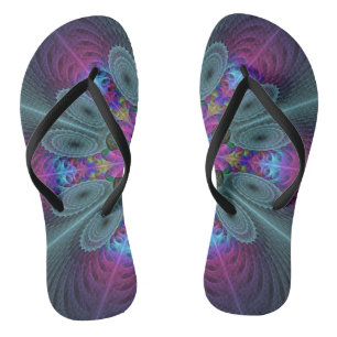 Mandala From Center Colorful Fractal Art With Pink Flip Flops