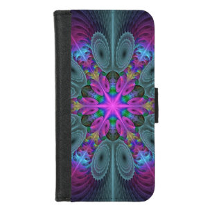 Mandala From Center Colorful Fractal Art With Pink iPhone 8/7 Wallet Case