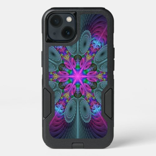 Mandala From Center Colorful Fractal Art With Pink iPhone 13 Case