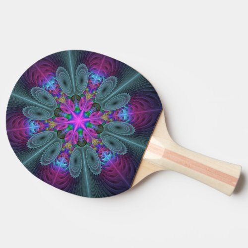 Mandala From Center Colorful Fractal Art With Pink Ping Pong Paddle