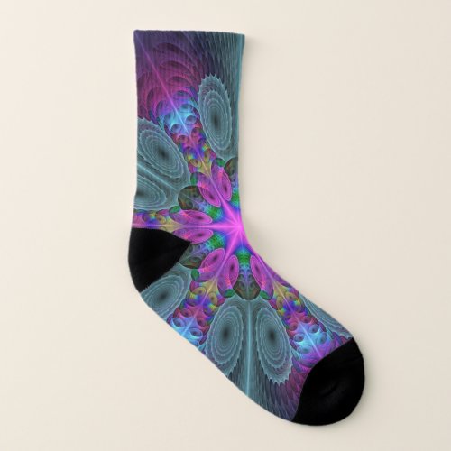 Mandala From Center Colorful Fractal Art With Pink Socks