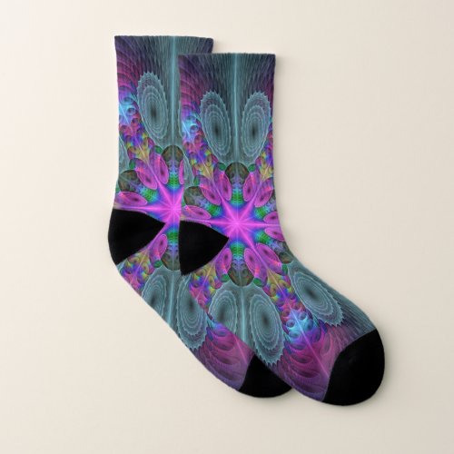Mandala From Center Colorful Fractal Art With Pink Socks