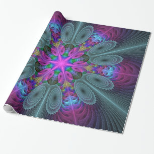 Mandala From Center Colorful Fractal Art With Pink Wrapping Paper